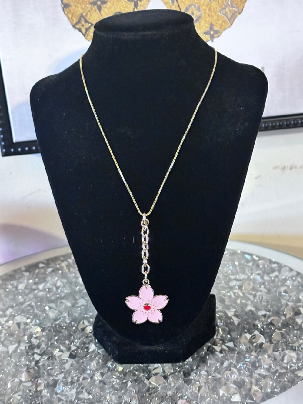 Upcycled Authentic Louis Vuitton pink cherry blossom (sakura) charm